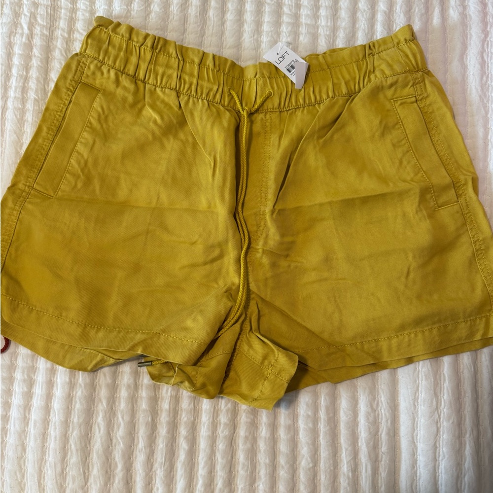 LOFT Mustard Shorts with Elastic Waistband